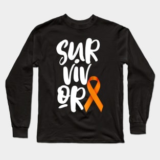 Leukemia Cancer Survivor Shirt Orange Ribbon Kidney Long Sleeve T-Shirt